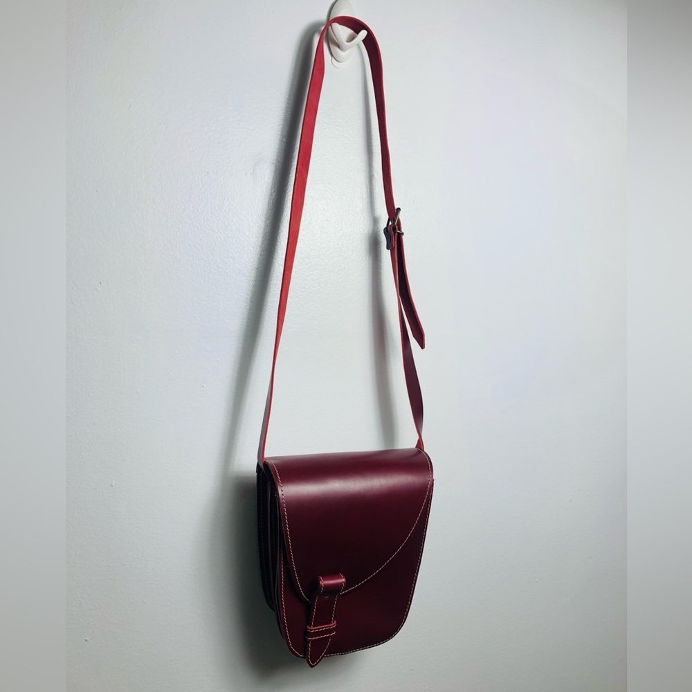 Leather Thielemann NWOT Handmade Red Shoulder Crossbody Purse - Picture 2 of 7